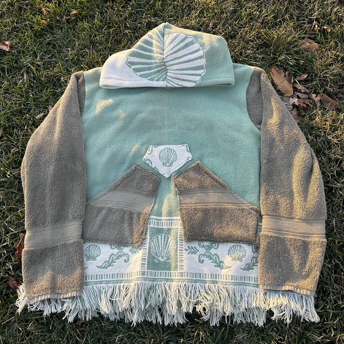 Sage Shells Tapestry Towel Hoodie