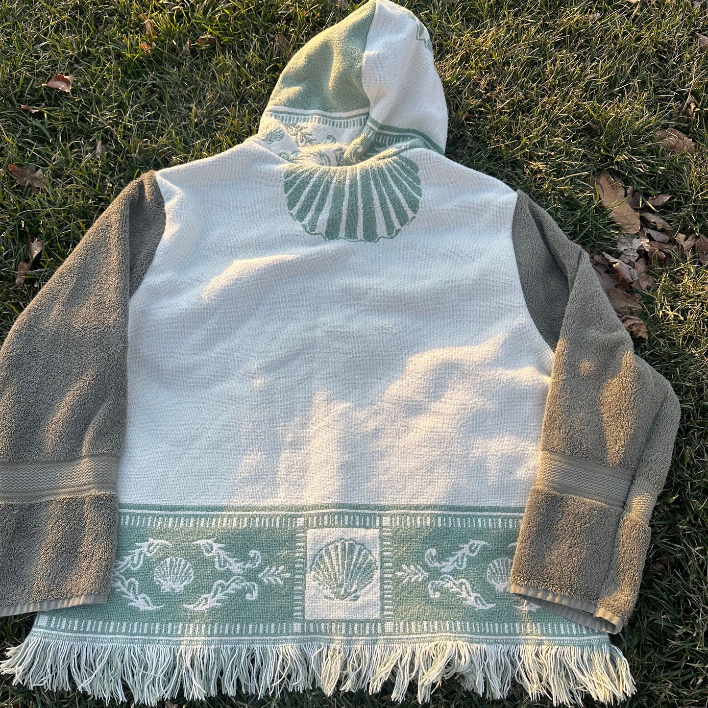 Sage Shells Tapestry Towel Hoodie