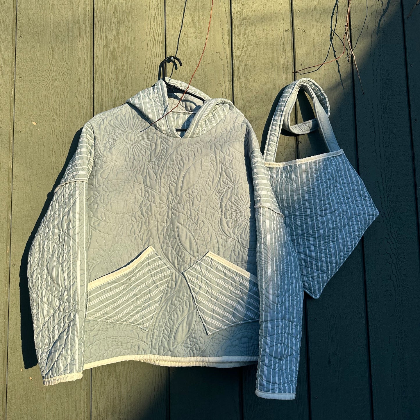 Quilted Hoodie + Diamond Tote Bag